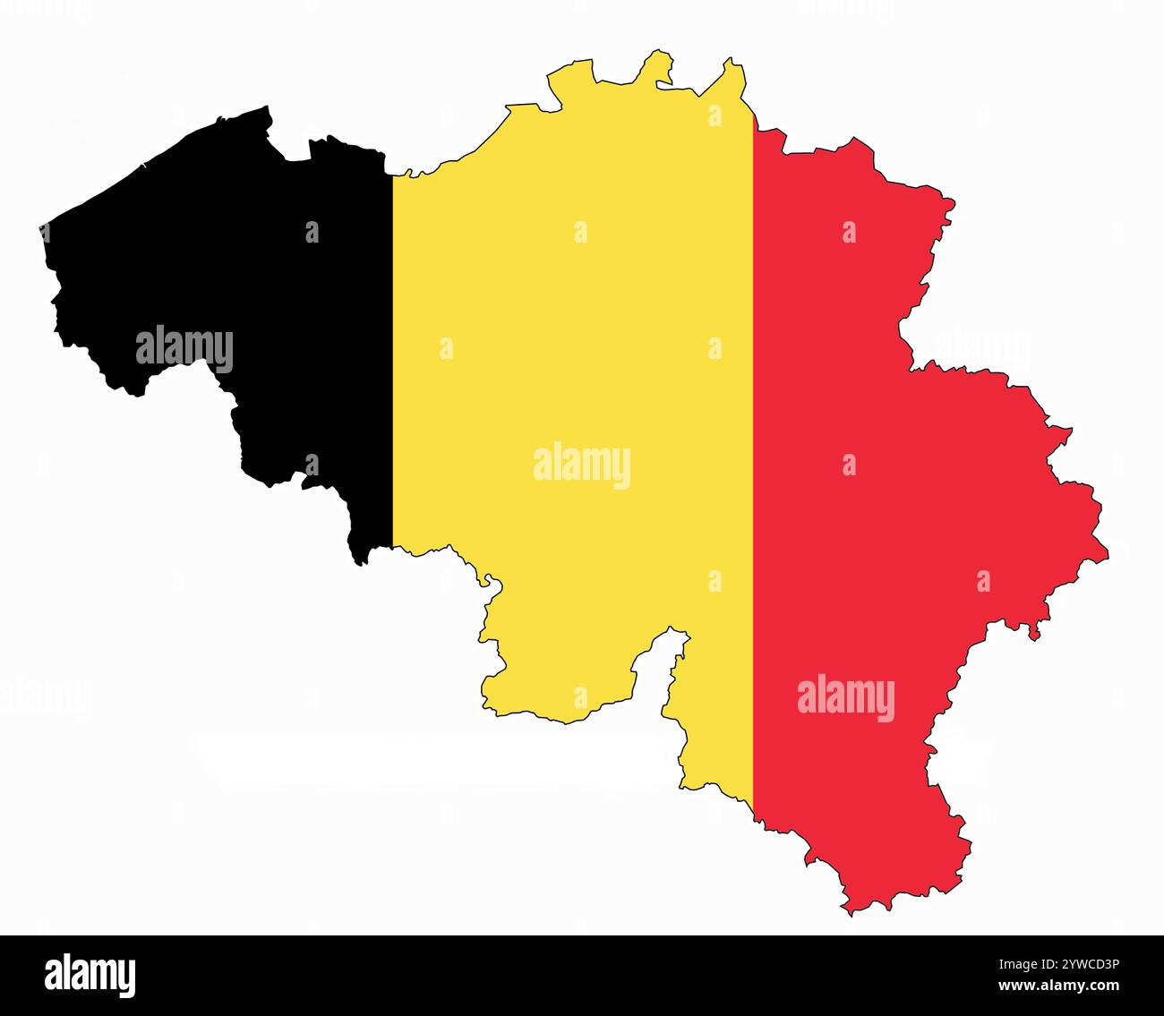 Beschreibung des Landes Belgien mit eingefügter Flagge Stockfoto