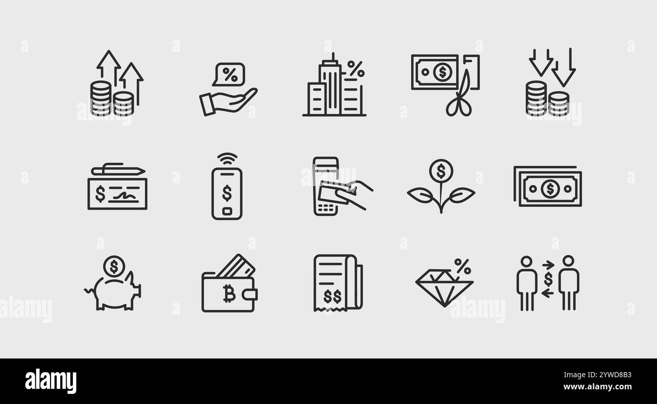 Symbolgruppe Finanzen und Investitionen Stock Vektor