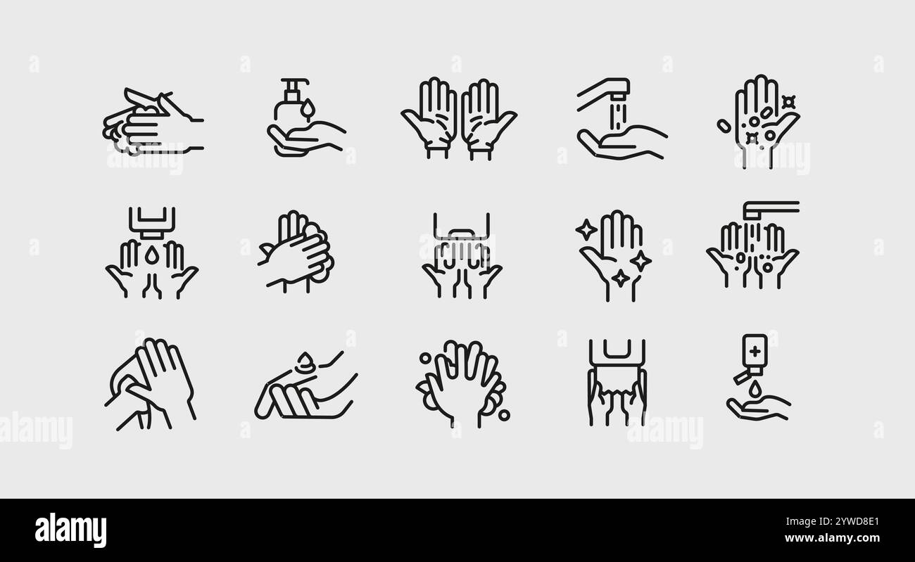 Handhygiene-Symbole Set Stock Vektor