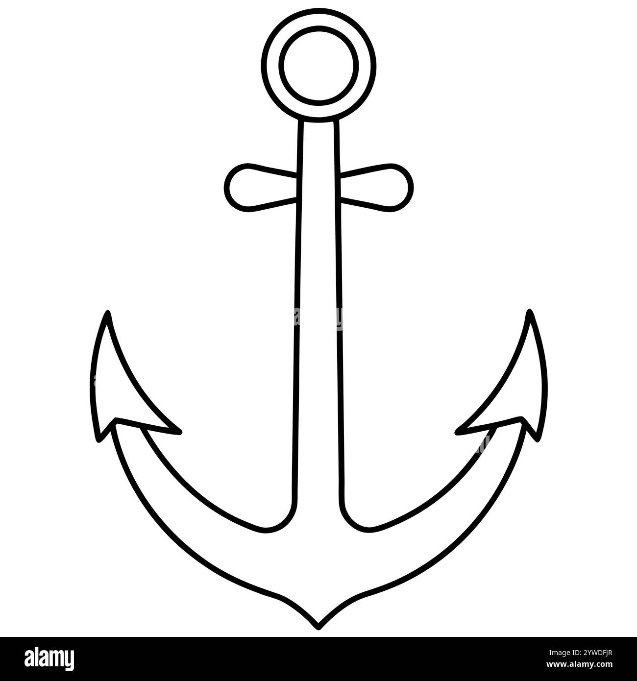 Anker des Schiffs zum Festmachen. Das Symbol für Tourismus und Erholung auf Meer, Meer und Wasser. Symbol für Vektorlinie. Bearbeitbare Kontur. Doodle-STYLE Stock Vektor