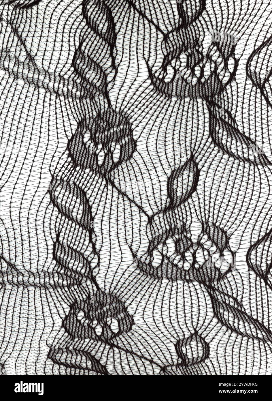 Schwarzer Nylonblumenmuster elastischer Mikronetzstoff Hintergrund Stockfoto