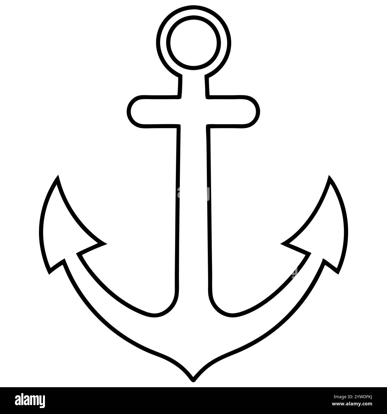 Anker des Schiffs zum Festmachen. Das Symbol für Tourismus und Erholung auf Meer, Meer und Wasser. Symbol für Vektorlinie. Bearbeitbare Kontur. Doodle-STYLE Stock Vektor