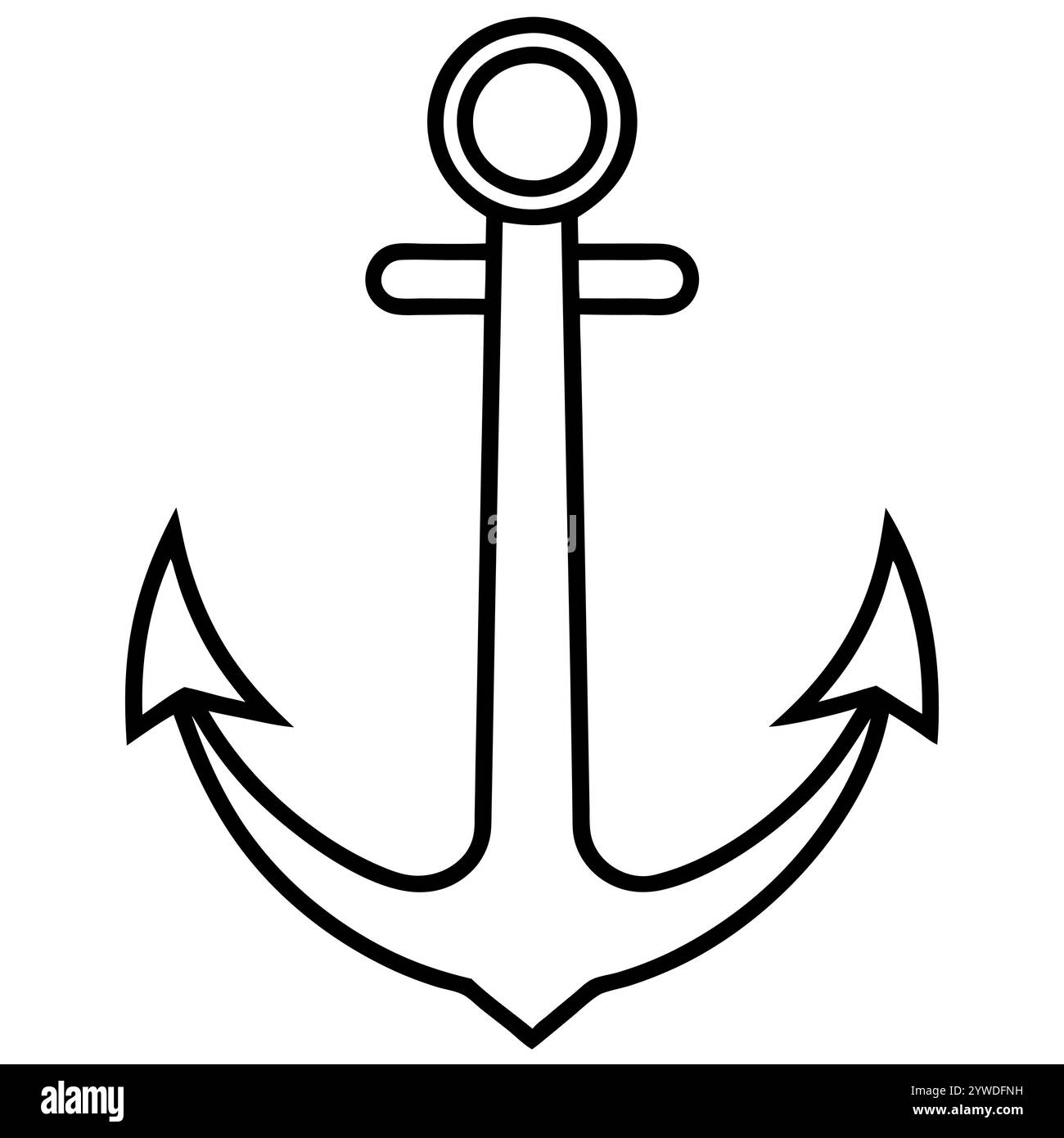 Anker des Schiffs zum Festmachen. Das Symbol für Tourismus und Erholung auf Meer, Meer und Wasser. Symbol für Vektorlinie. Bearbeitbare Kontur. Doodle-STYLE Stock Vektor