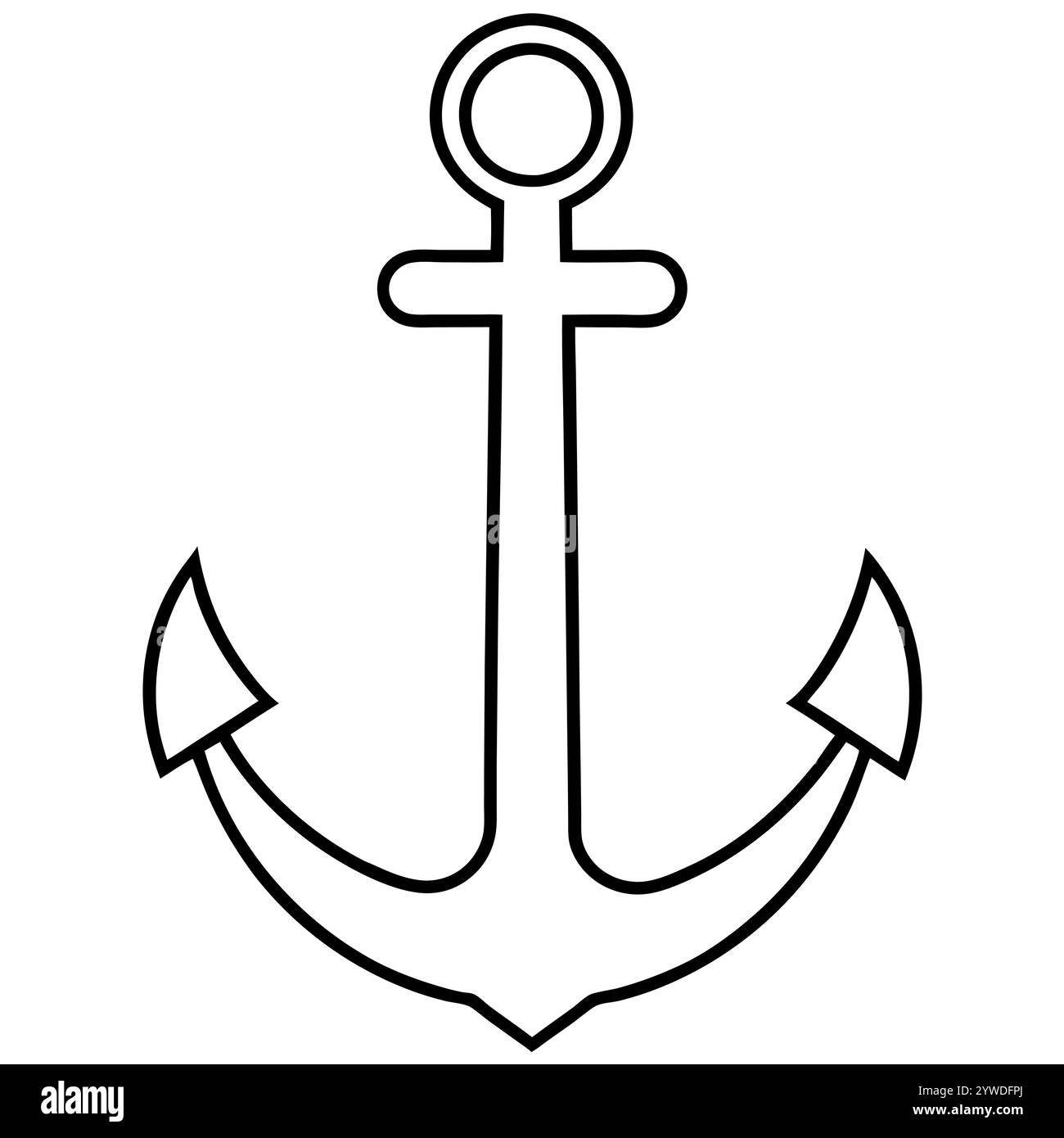 Anker des Schiffs zum Festmachen. Das Symbol für Tourismus und Erholung auf Meer, Meer und Wasser. Symbol für Vektorlinie. Bearbeitbare Kontur. Doodle-STYLE Stock Vektor