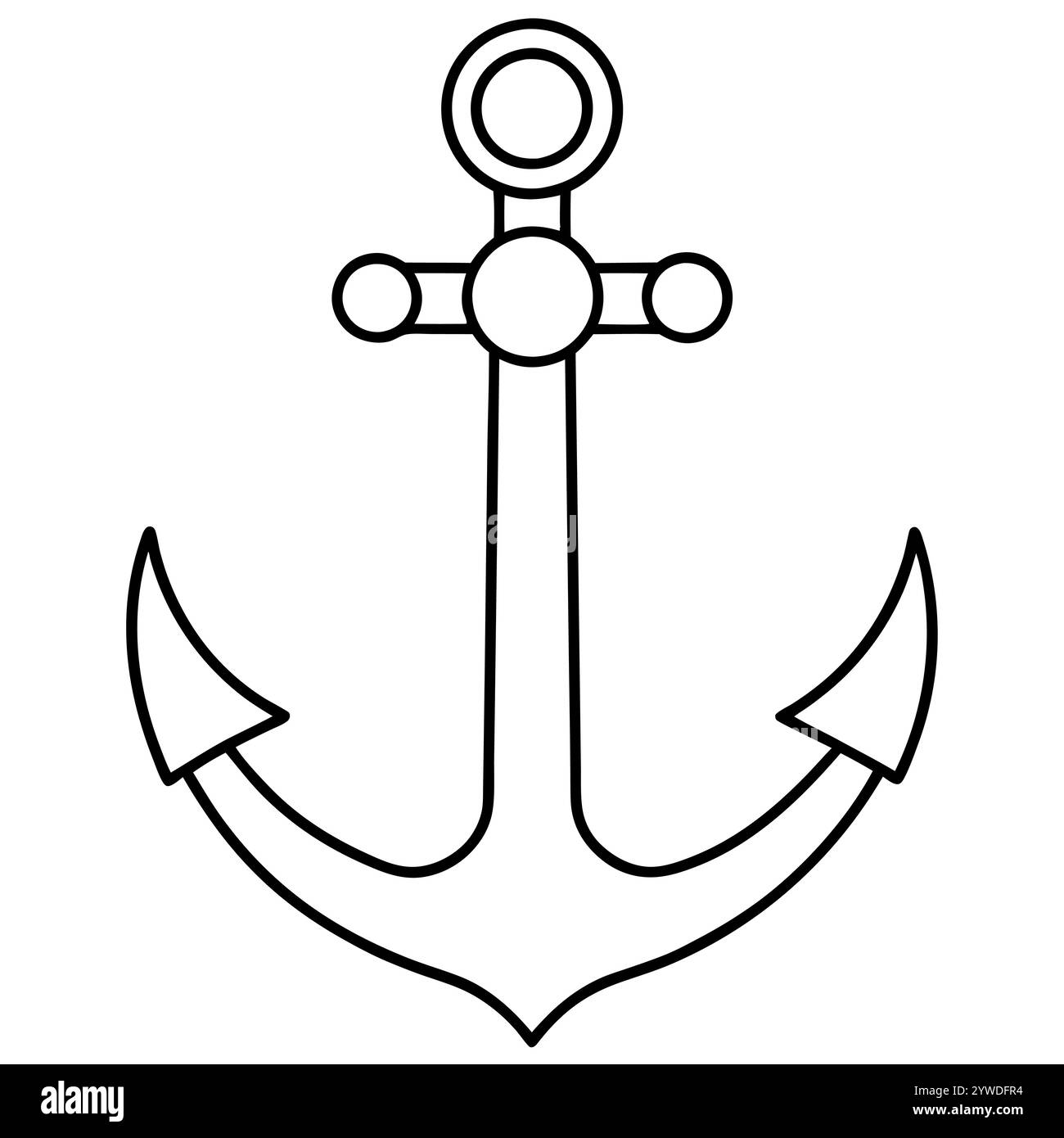 Anker des Schiffs zum Festmachen. Das Symbol für Tourismus und Erholung auf Meer, Meer und Wasser. Symbol für Vektorlinie. Bearbeitbare Kontur. Doodle-STYLE Stock Vektor