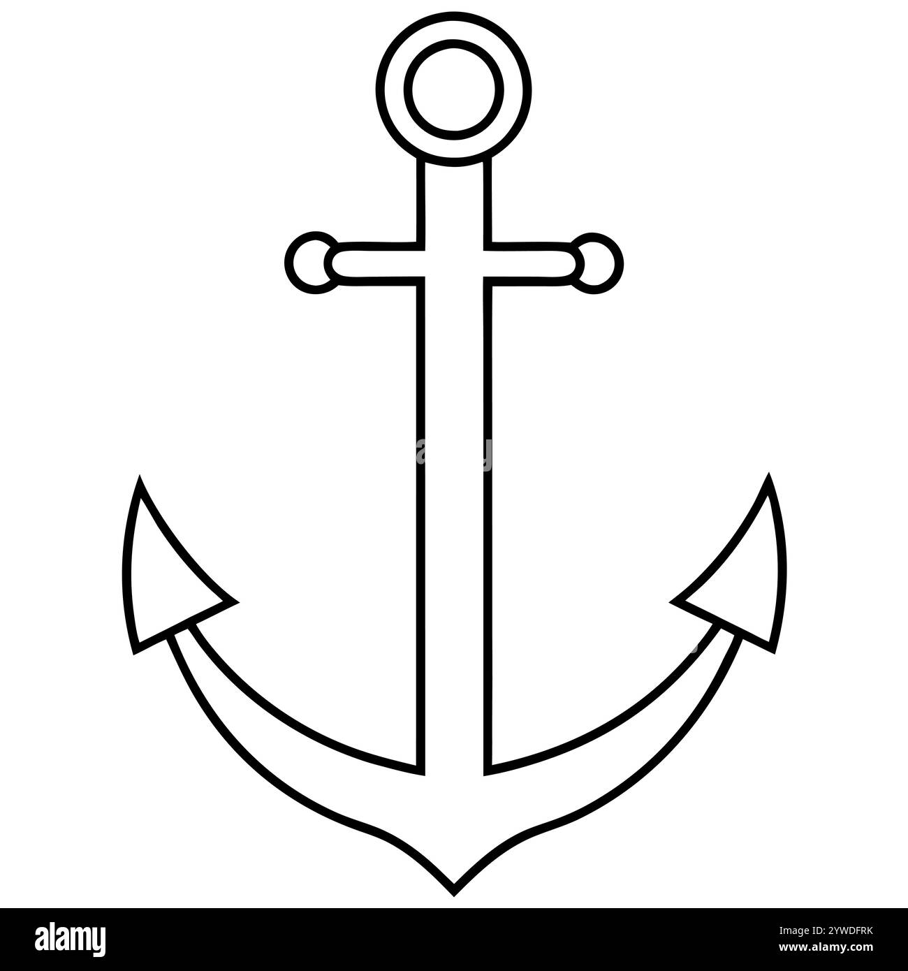 Anker des Schiffs zum Festmachen. Das Symbol für Tourismus und Erholung auf Meer, Meer und Wasser. Symbol für Vektorlinie. Bearbeitbare Kontur. Doodle-STYLE Stock Vektor
