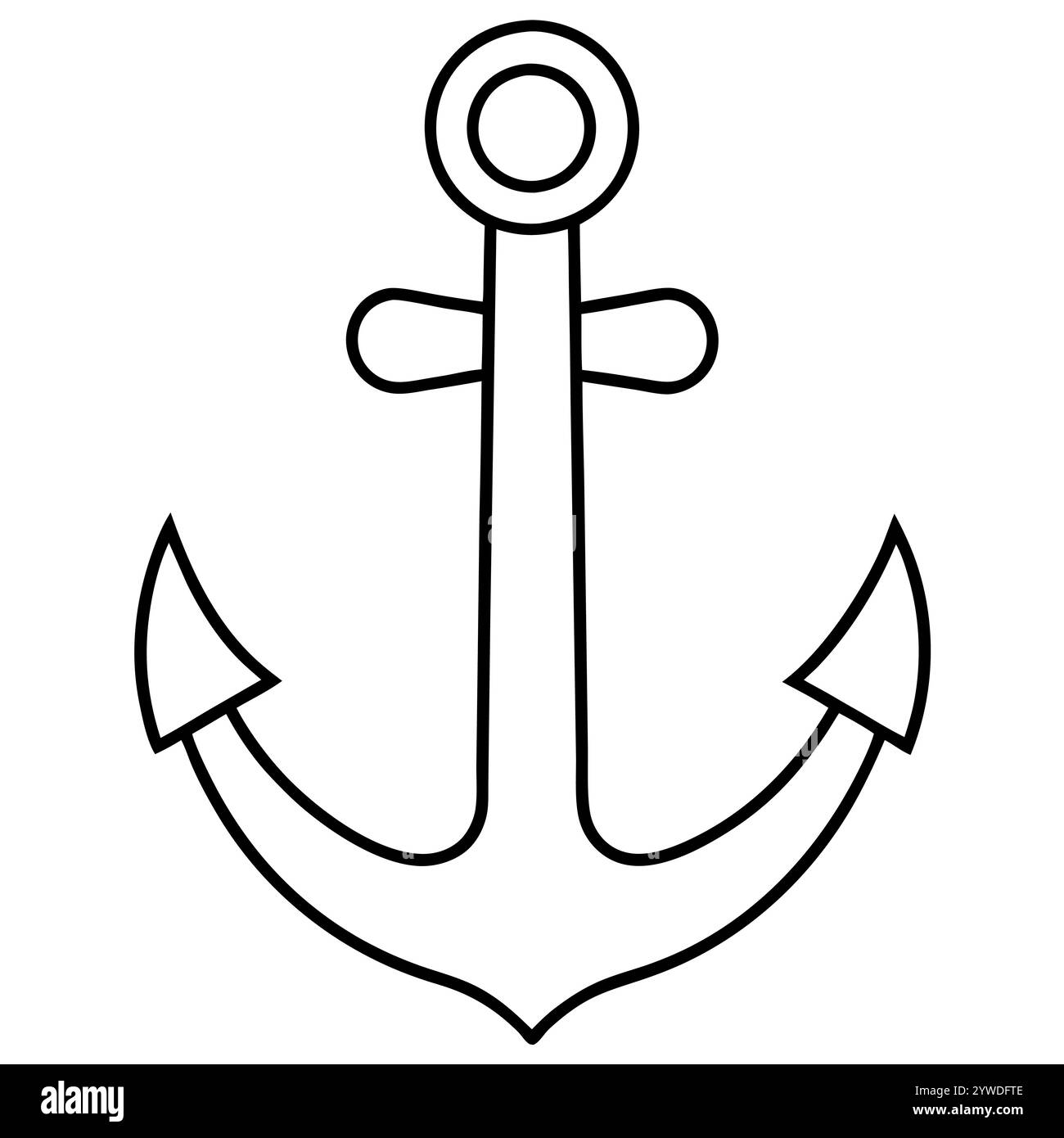 Anker des Schiffs zum Festmachen. Das Symbol für Tourismus und Erholung auf Meer, Meer und Wasser. Symbol für Vektorlinie. Bearbeitbare Kontur. Doodle-STYLE Stock Vektor