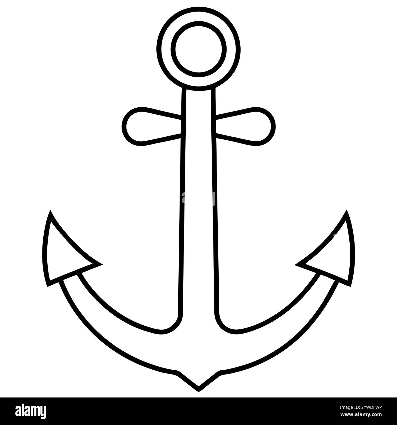 Anker des Schiffs zum Festmachen. Das Symbol für Tourismus und Erholung auf Meer, Meer und Wasser. Symbol für Vektorlinie. Bearbeitbare Kontur. Doodle-STYLE Stock Vektor