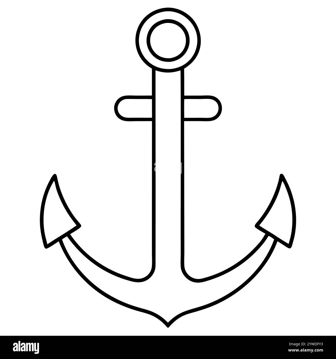 Anker des Schiffs zum Festmachen. Das Symbol für Tourismus und Erholung auf Meer, Meer und Wasser. Symbol für Vektorlinie. Bearbeitbare Kontur. Doodle-STYLE Stock Vektor