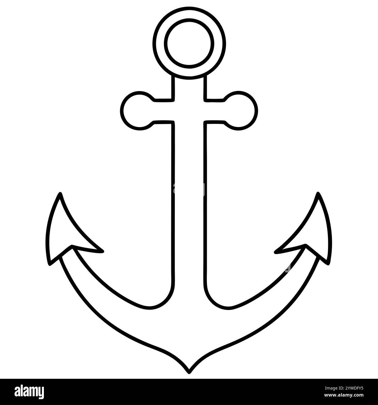 Anker des Schiffs zum Festmachen. Das Symbol für Tourismus und Erholung auf Meer, Meer und Wasser. Symbol für Vektorlinie. Bearbeitbare Kontur. Doodle-STYLE Stock Vektor