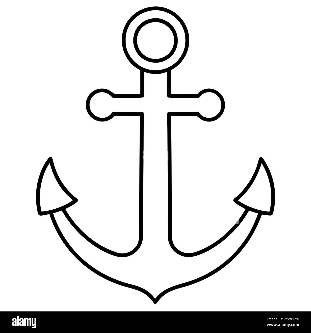 Anker des Schiffs zum Festmachen. Das Symbol für Tourismus und Erholung auf Meer, Meer und Wasser. Symbol für Vektorlinie. Bearbeitbare Kontur. Doodle-STYLE Stock Vektor