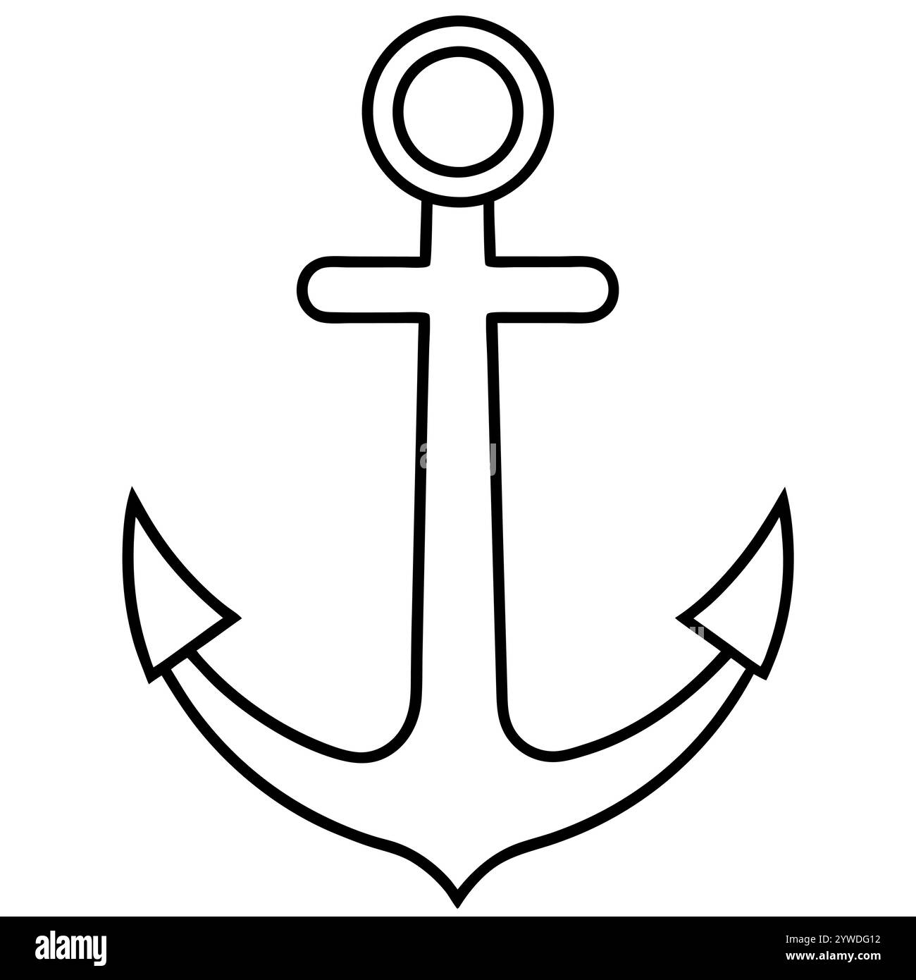 Anker des Schiffs zum Festmachen. Das Symbol für Tourismus und Erholung auf Meer, Meer und Wasser. Symbol für Vektorlinie. Bearbeitbare Kontur. Doodle-STYLE Stock Vektor