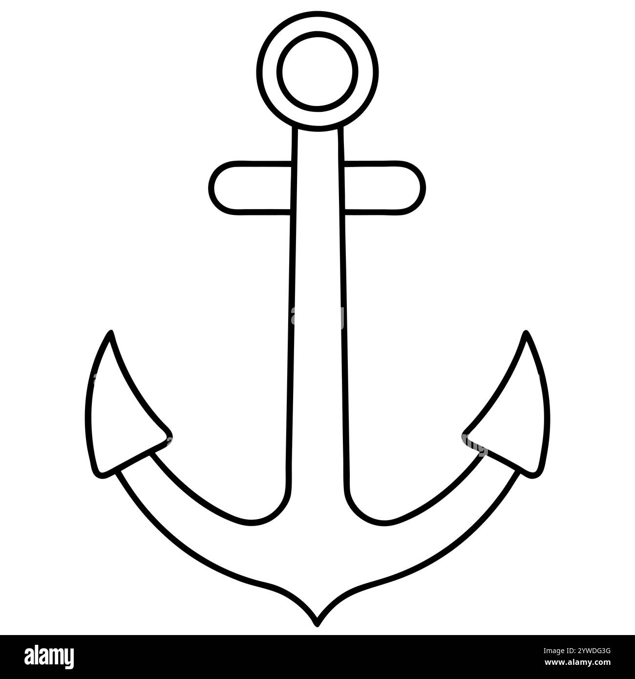 Anker des Schiffs zum Festmachen. Das Symbol für Tourismus und Erholung auf Meer, Meer und Wasser. Symbol für Vektorlinie. Bearbeitbare Kontur. Doodle-STYLE Stock Vektor