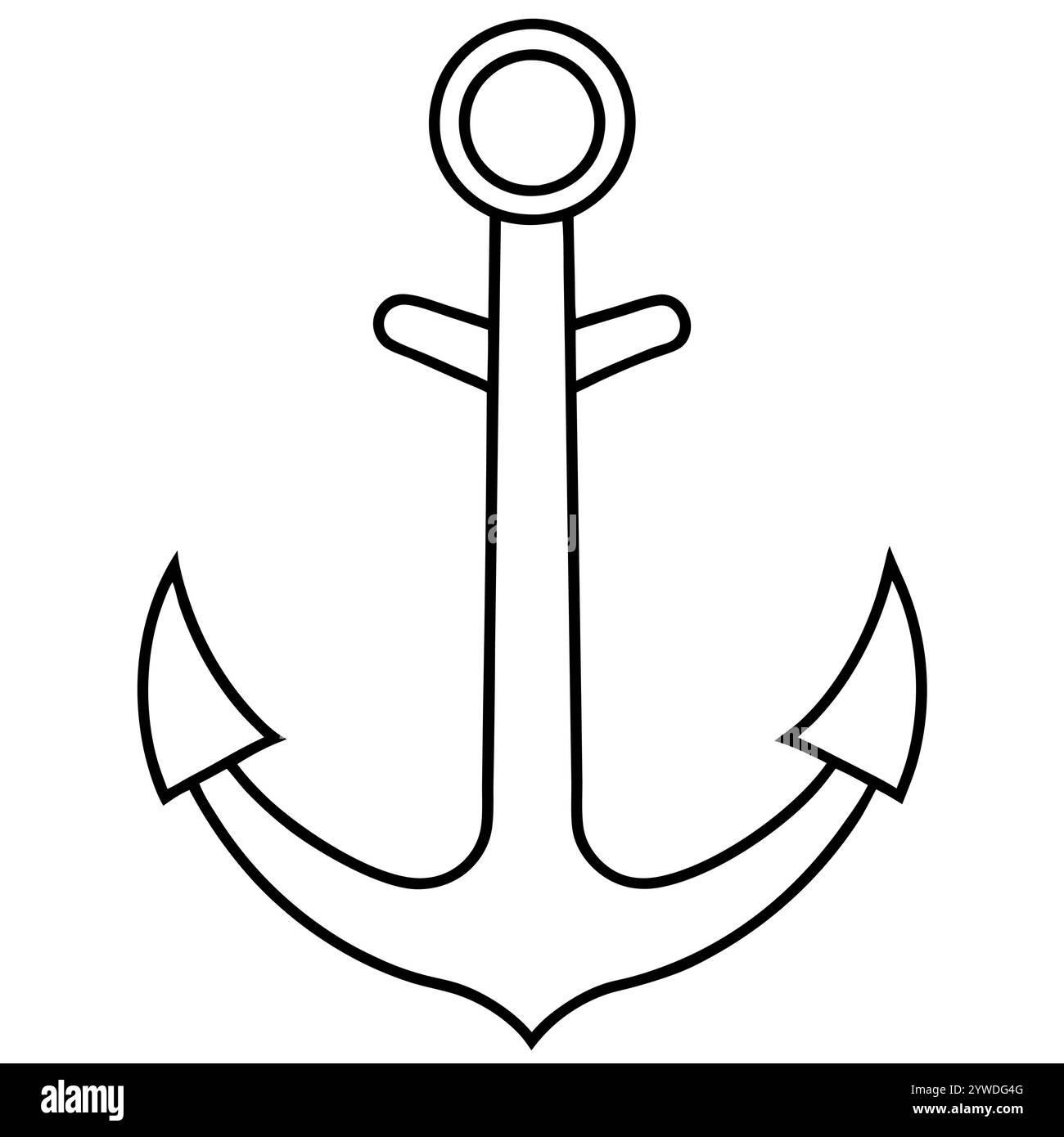Anker des Schiffs zum Festmachen. Das Symbol für Tourismus und Erholung auf Meer, Meer und Wasser. Symbol für Vektorlinie. Bearbeitbare Kontur. Doodle-STYLE Stock Vektor