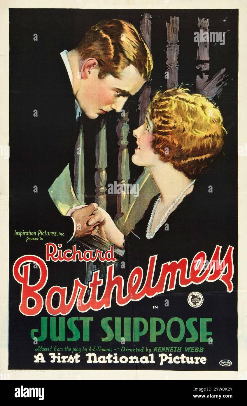 Vintage-Filmplakat für den Film Just Suppose (1926) Richard Barthelmess Stockfoto