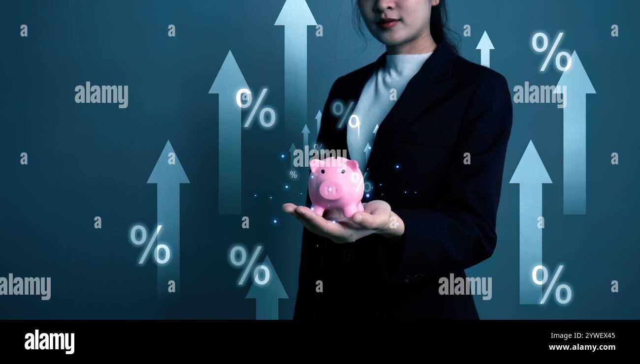 Steigerung der Einsparungen Finanzwachstum Einblicke in moderne Büroinformationsgrafik professionelle Einstellung der geschäftlichen Perspektive Stockfoto