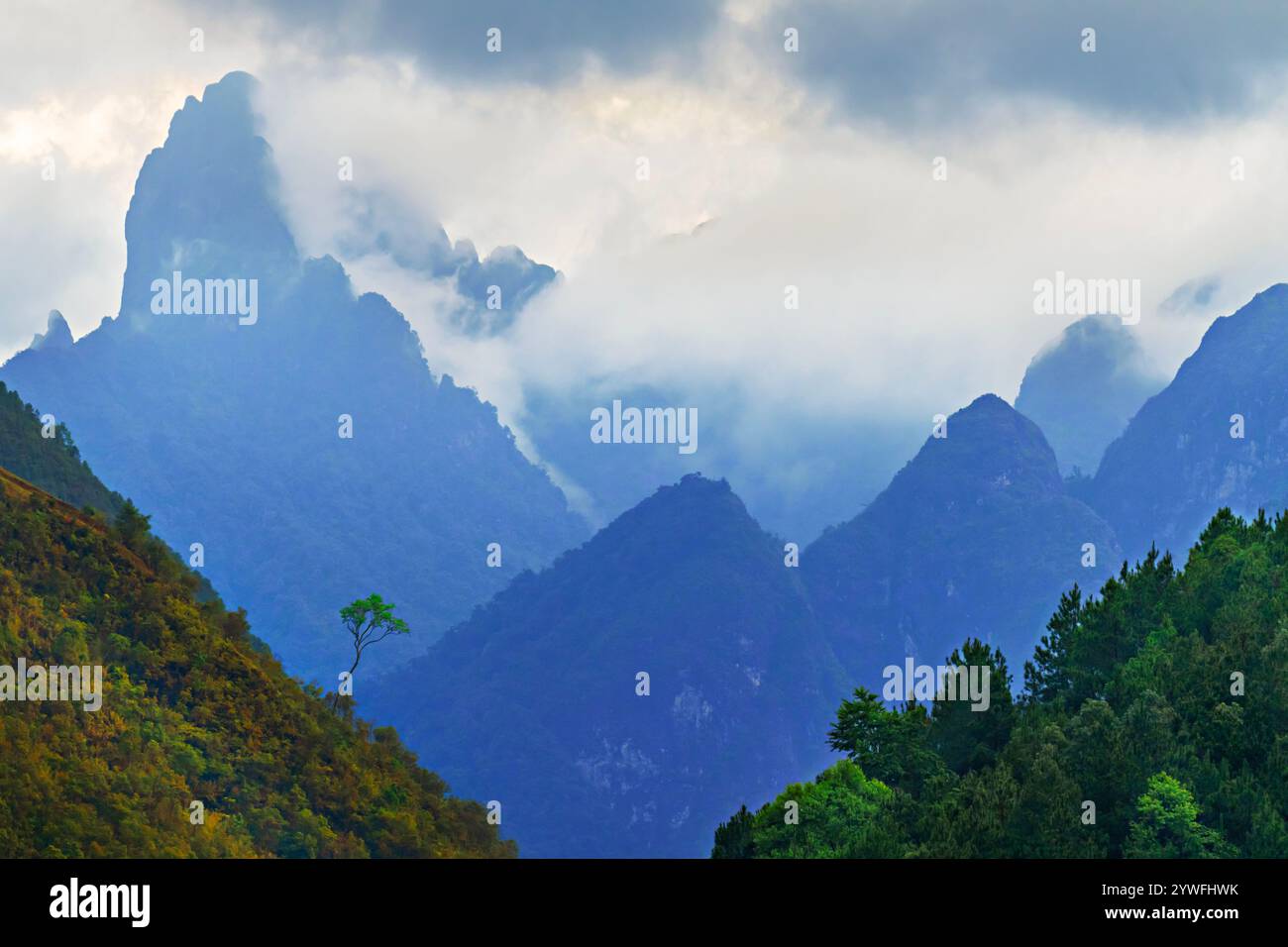 Blick über die malerischen Berge im Norden Vietnams Stockfoto