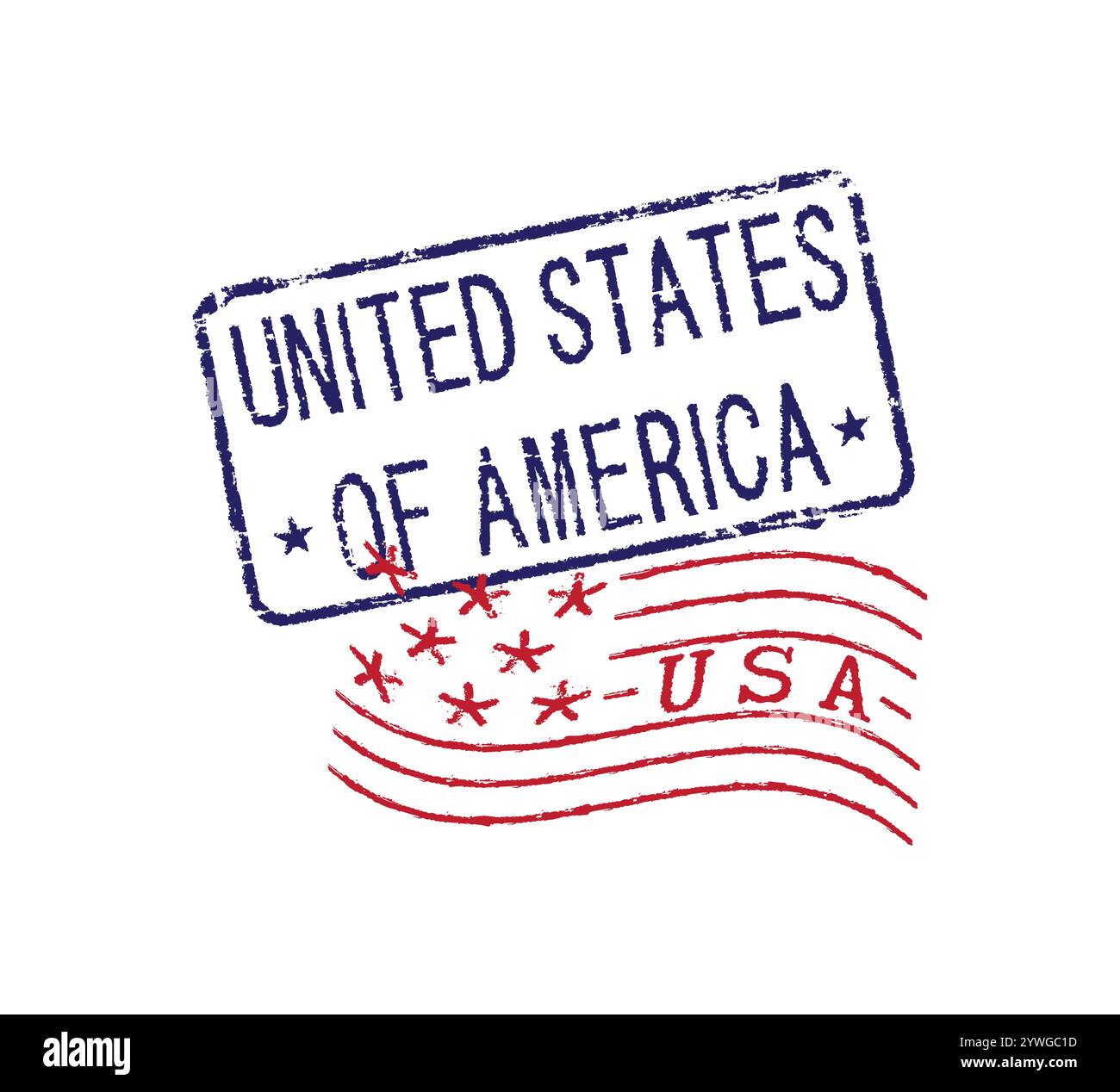 Kautschukpostmarken VEREINIGTE STAATEN VON AMERIKA. Retro-Siegel für Briefumschläge, Grußkarten, Reisepass, Pakete. Stock Vektor