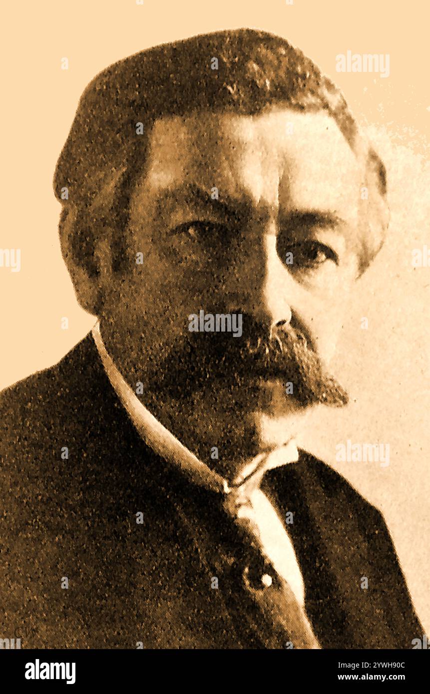 Porträt des ehemaligen französischen Premierministers Aristide Briand (Aristide Pierre Henri Briand 1862 1932), Schriftsteller, Politiker und gewerkschaftsaktivist - Portrait de l’ancien Premier Ministry francais Aristide Briand (Aristide Pierre Henri Briand 1862 1932), écrivain, homme politique et syndicaliste. Er war Freimaurer ( Le Trait d’Union und Les Chevaliers du Travail Lodges ) Stockfoto