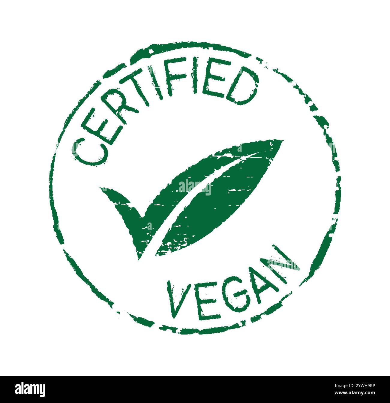 Ein VEGANER-ZERTIFIZIERTER Gummistempel. Dies weist darauf hin, dass die Stempel speziell für Personen entwickelt wurden, die einen veganen Lebensstil verfolgen. Stock Vektor