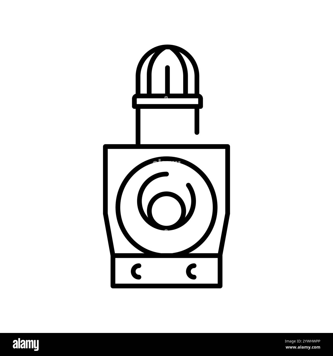 Symbol für Sirene Alarm, schwarze Linie. Vektorisoliertes Element. Bearbeitbare Kontur. Stock Vektor