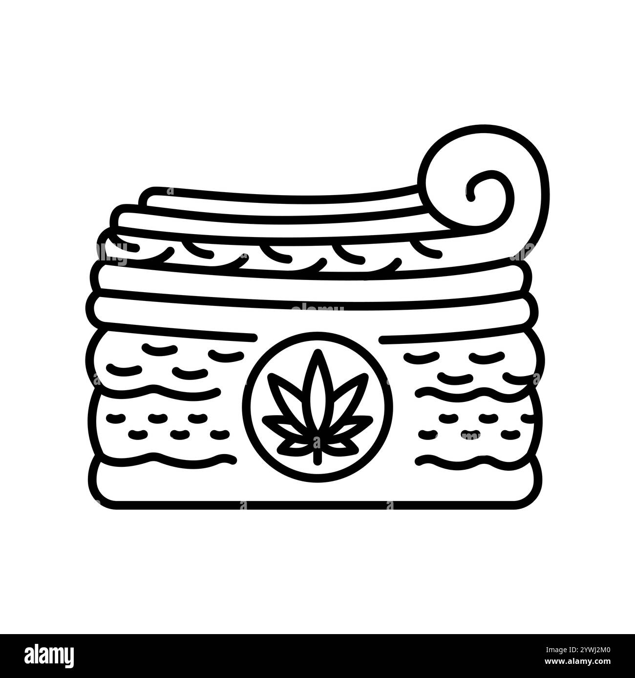 Symbol für Hanf-Matratzenfüller mit schwarzer Linie. Vektorisoliertes Element. Bearbeitbare Kontur. Stock Vektor