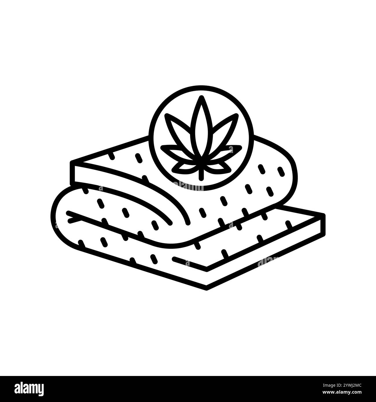 Symbol mit schwarzer Linie für Hanf-Isolierung. Vektorisoliertes Element. Bearbeitbare Kontur. Stock Vektor