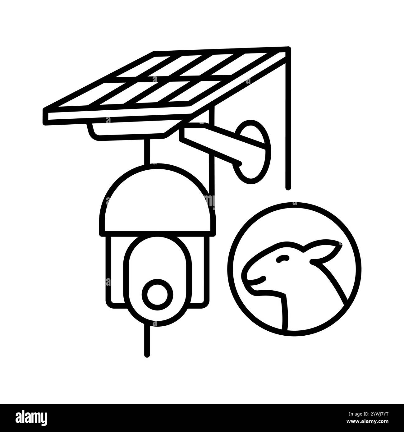 Videoüberwachung für das Symbol der schwarzen Linie des Betriebs. Vektorisoliertes Element. Bearbeitbare Kontur. Stock Vektor