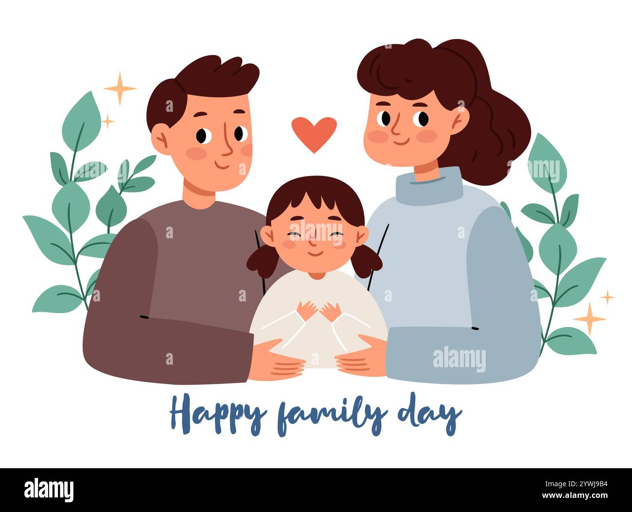 Mom, Dad und Tochter. Happy Family Day. Das Konzept einer glücklichen Familie voller Liebe Stock Vektor