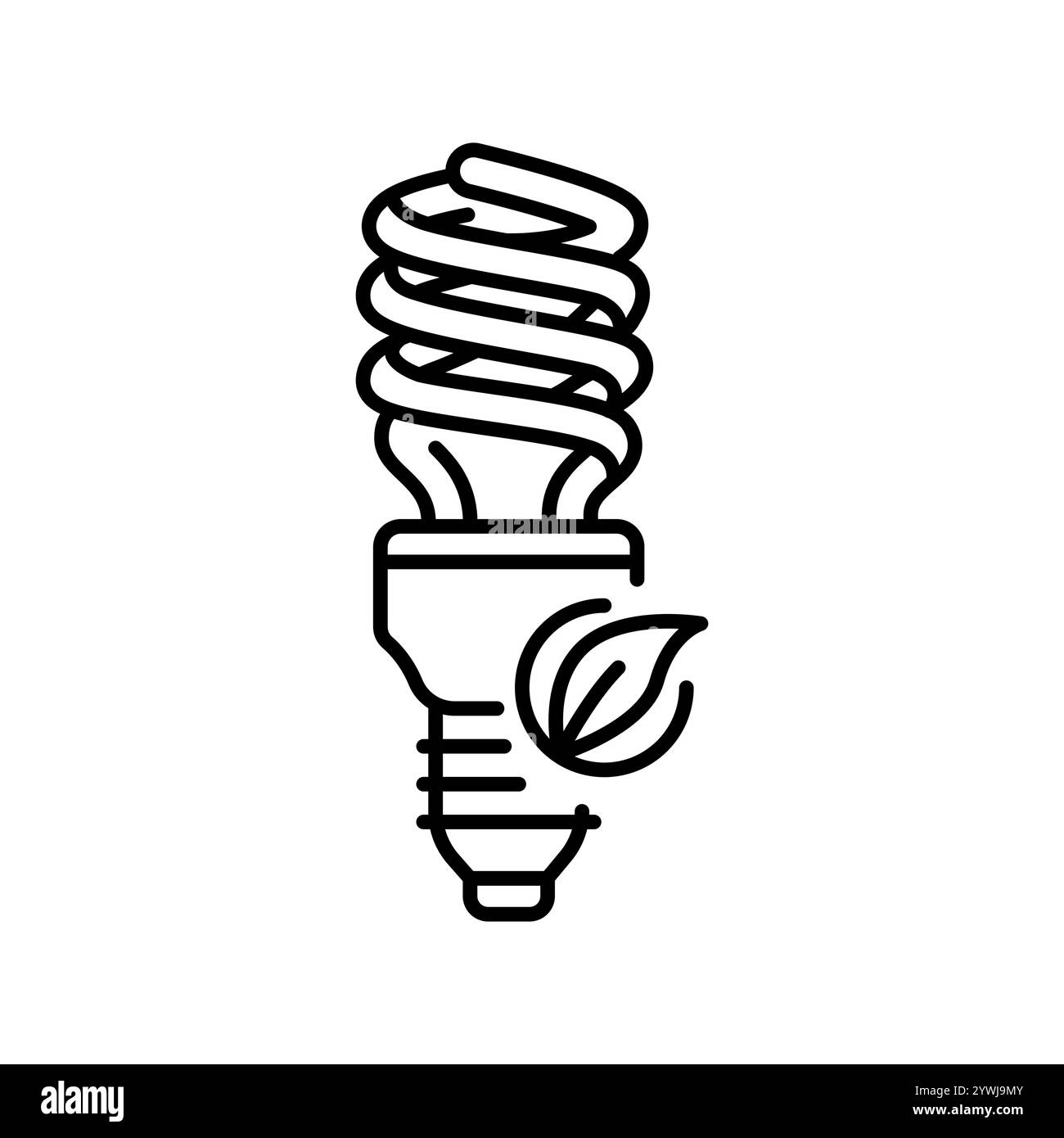 Symbol für Energiesparlampe mit schwarzer Linie. Vektorisoliertes Element. Bearbeitbare Kontur. Stock Vektor