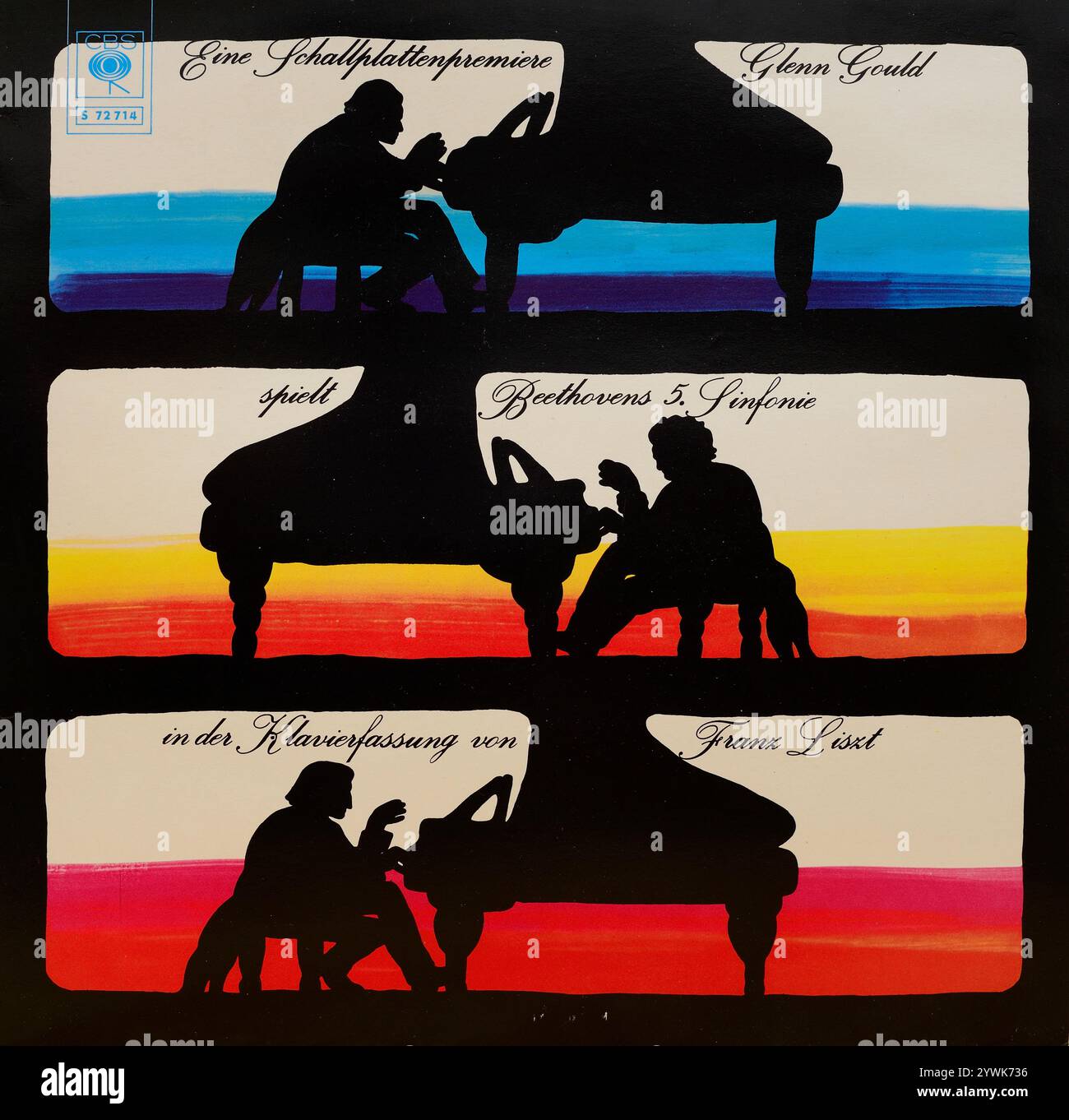 Plattencover aus Vintage-Vinyl. Glen Gould spielt Ludwig van Beethovens 5. Sinfonie in der Klavierfassung von Franz Liszt, aufgenommen 1968 Stockfoto