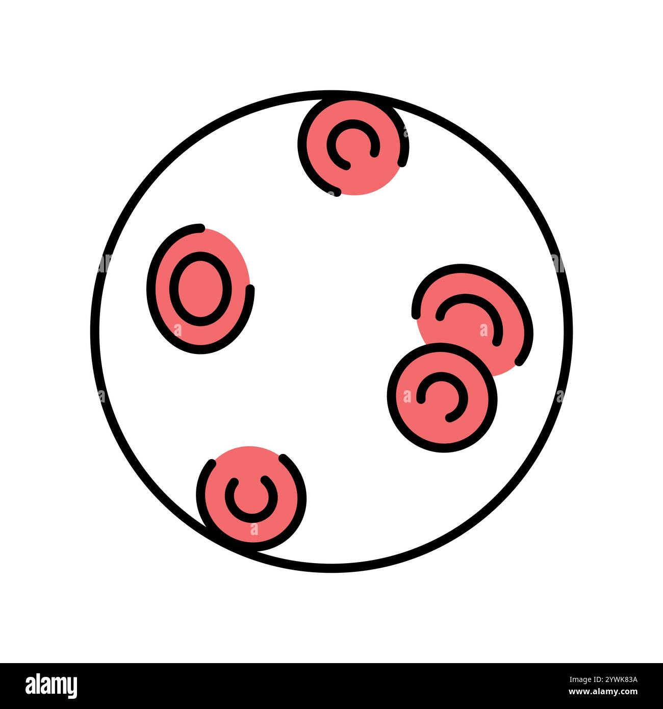 Farblinie für perniziöse Anämie. Autoimmunerkrankungen. Vektorisoliertes Element. Bearbeitbare Kontur. Stock Vektor