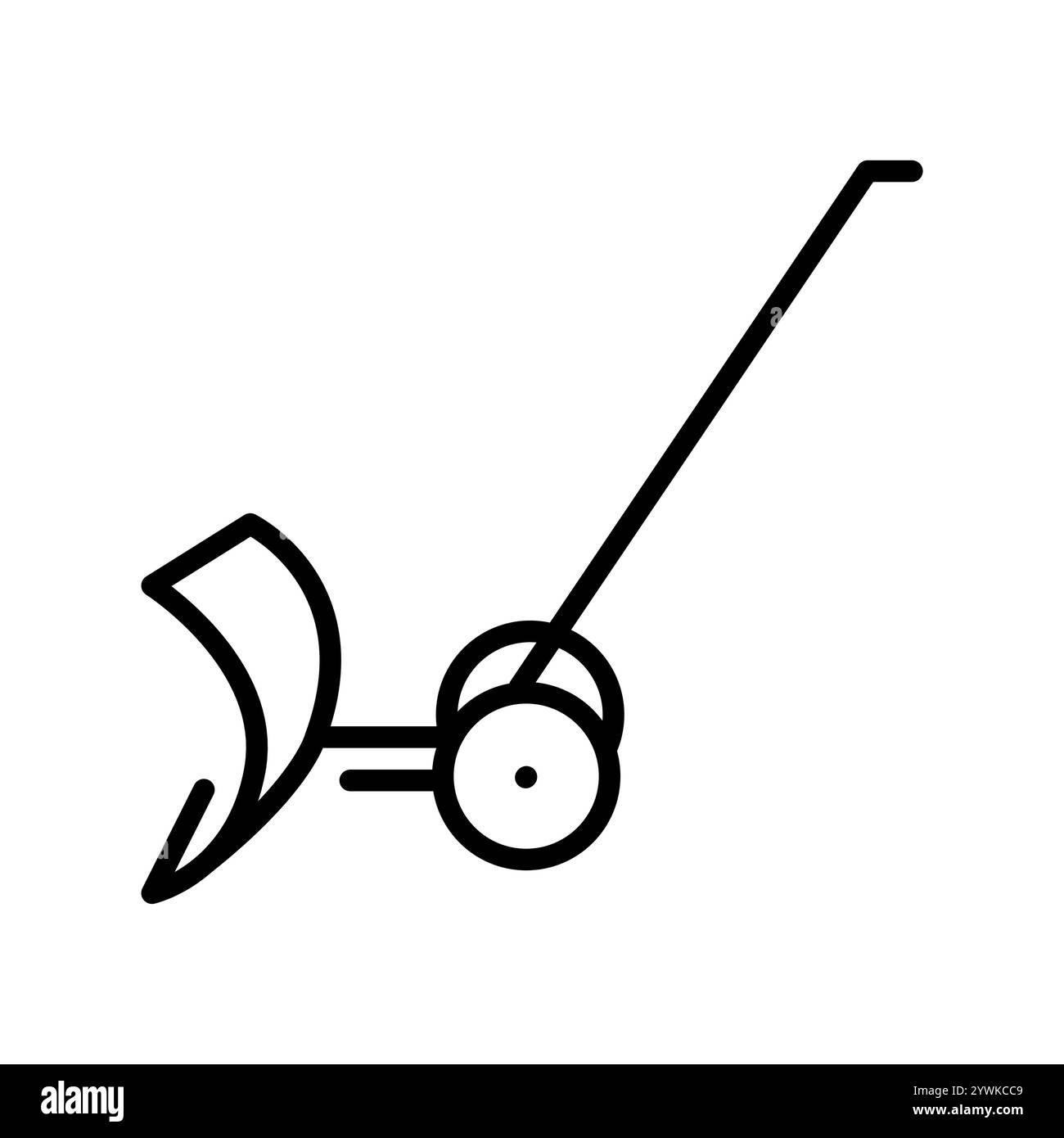 Abbildung mit schwarzer Linie „Snow Shovel on Wheels“. Schneeräummaschine. Bearbeitbare Kontur. Stock Vektor