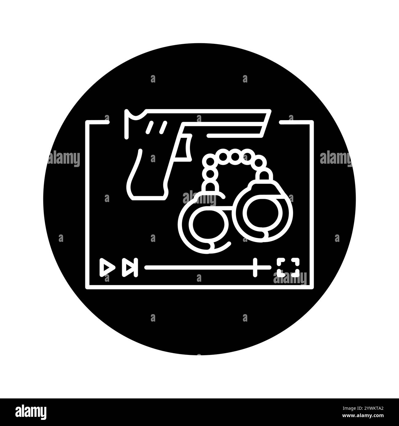 Schwarzes Symbol für Krimi-Genre. Signieren Sie für Webseite, mobile App, Schaltfläche, Logo. Schaltfläche Vektorisoliert. Bearbeitbare Kontur. Stock Vektor