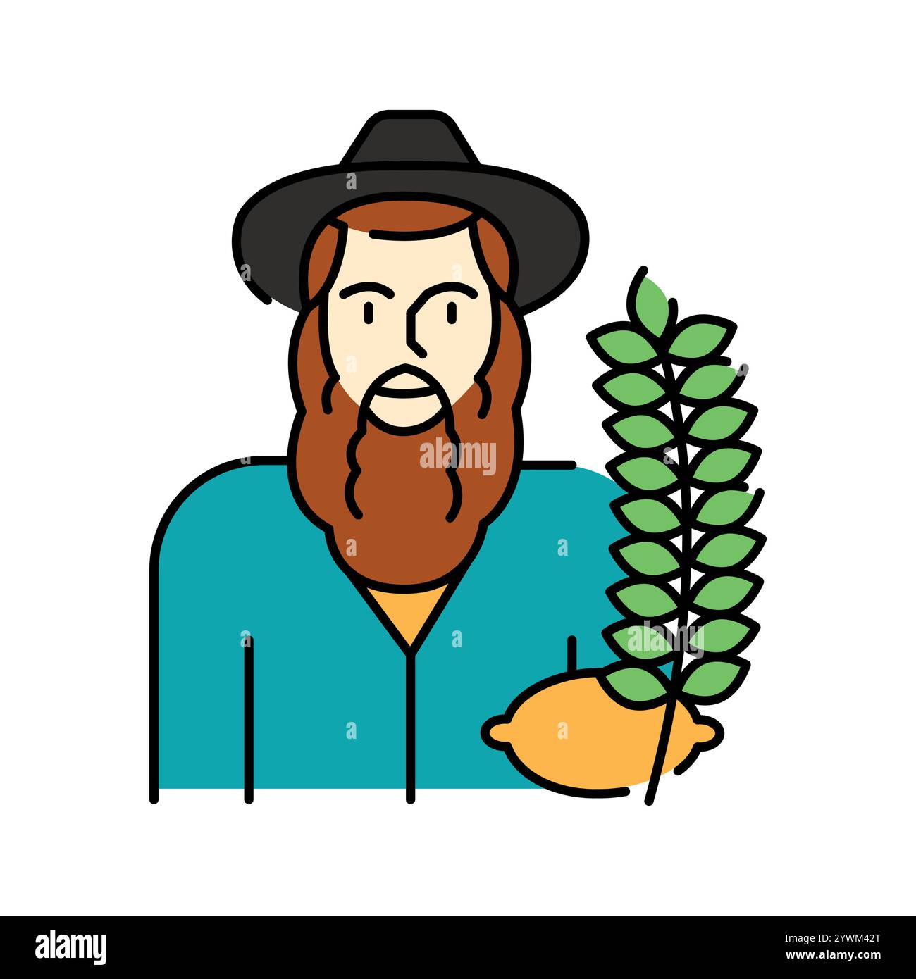 Sukkot-Farbsymbol. Judentum Religion. Signieren Sie für Webseite, mobile App, Schaltfläche, Logo. Schaltfläche Vektorisoliert. Bearbeitbare Kontur. Stock Vektor