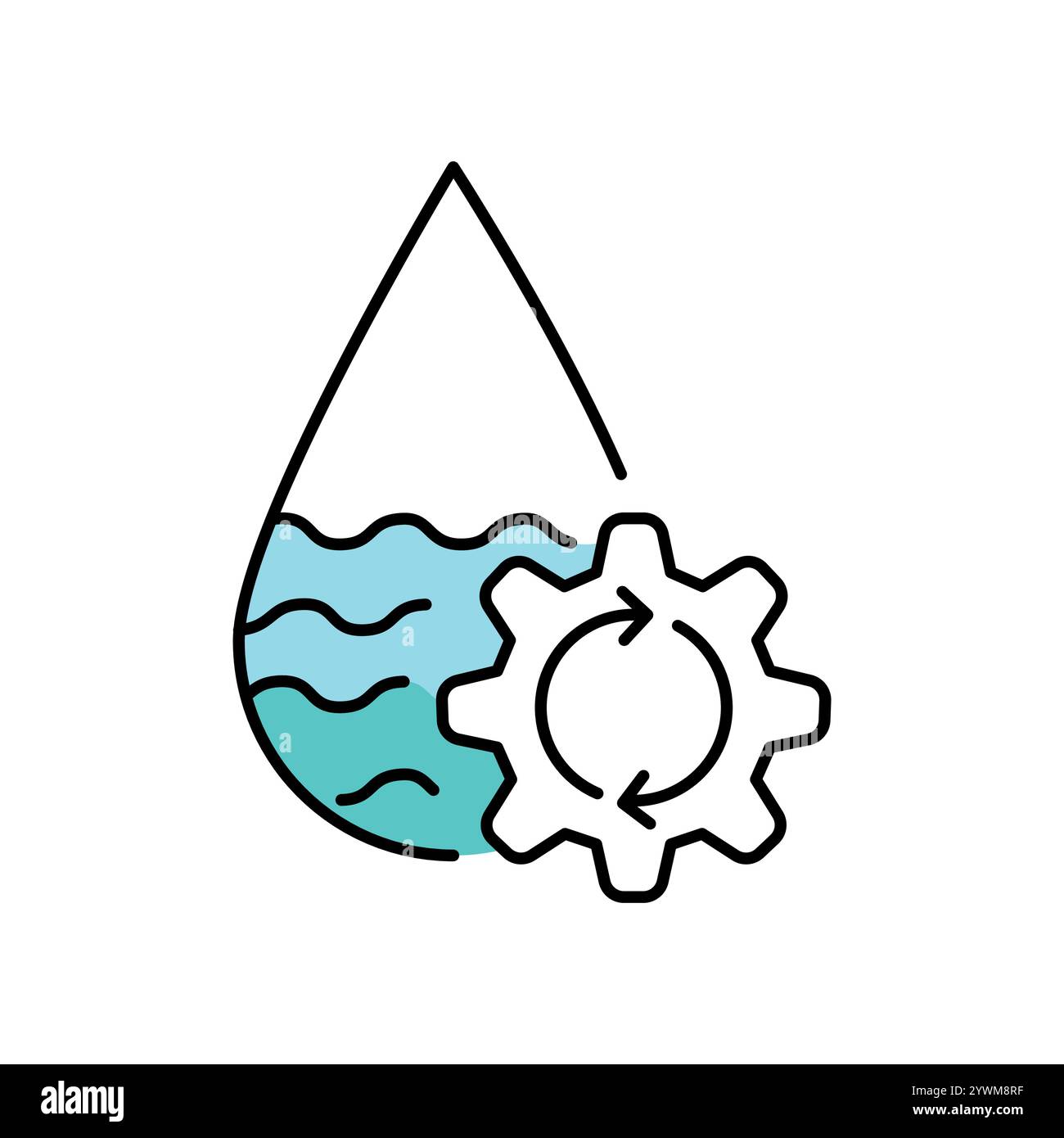 Farbsymbol der Linie für die Verwaltung von aquatischen Ressourcen. Signieren Sie für Webseite, mobile App, Schaltfläche, Logo. Schaltfläche Vektorisoliert. Bearbeitbare Kontur. Stock Vektor