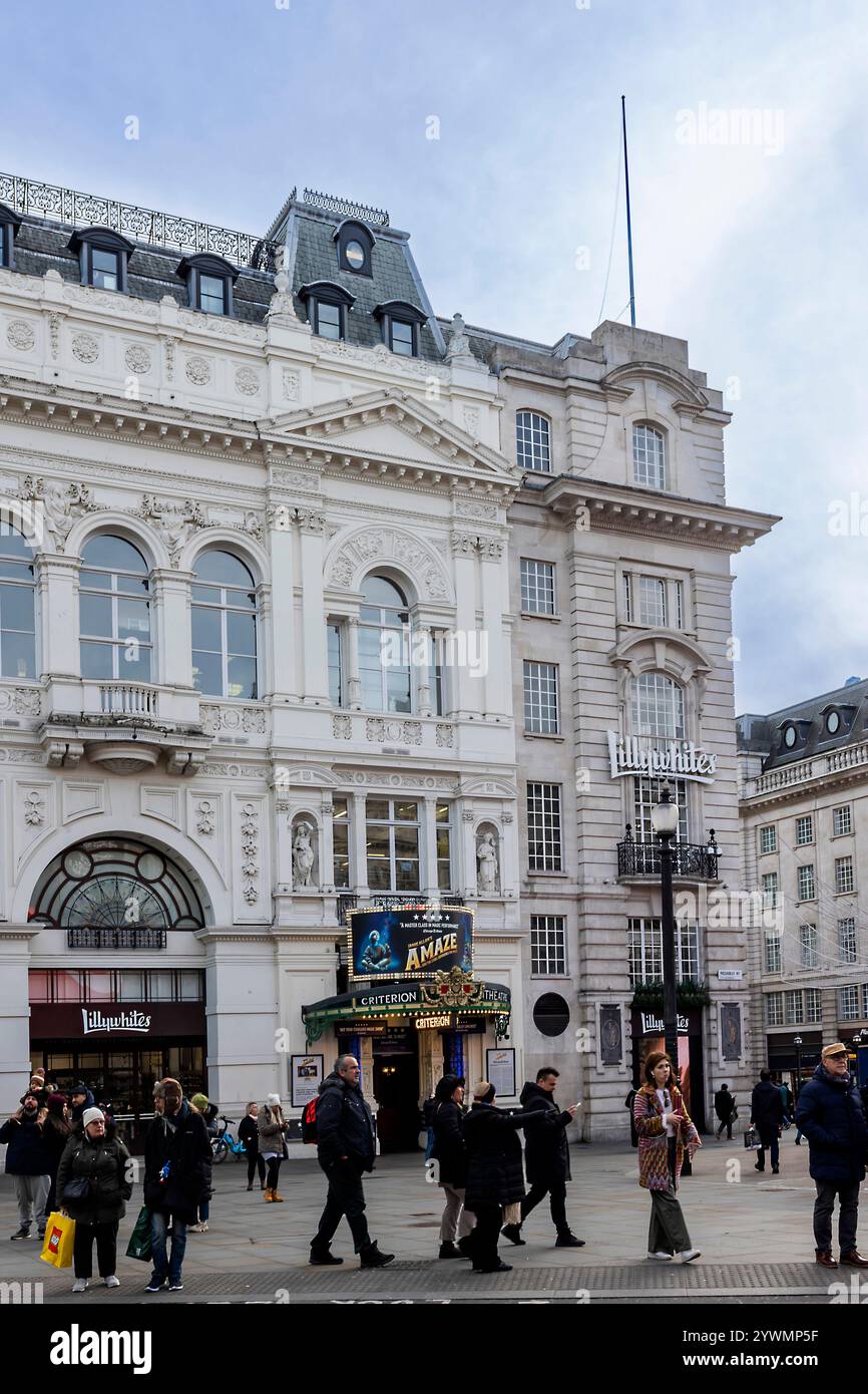 London, Großbritannien - 24. November 2024, Fassade des Criteria Theatre, ein West End Theater am Piccadilly Circus. Stockfoto