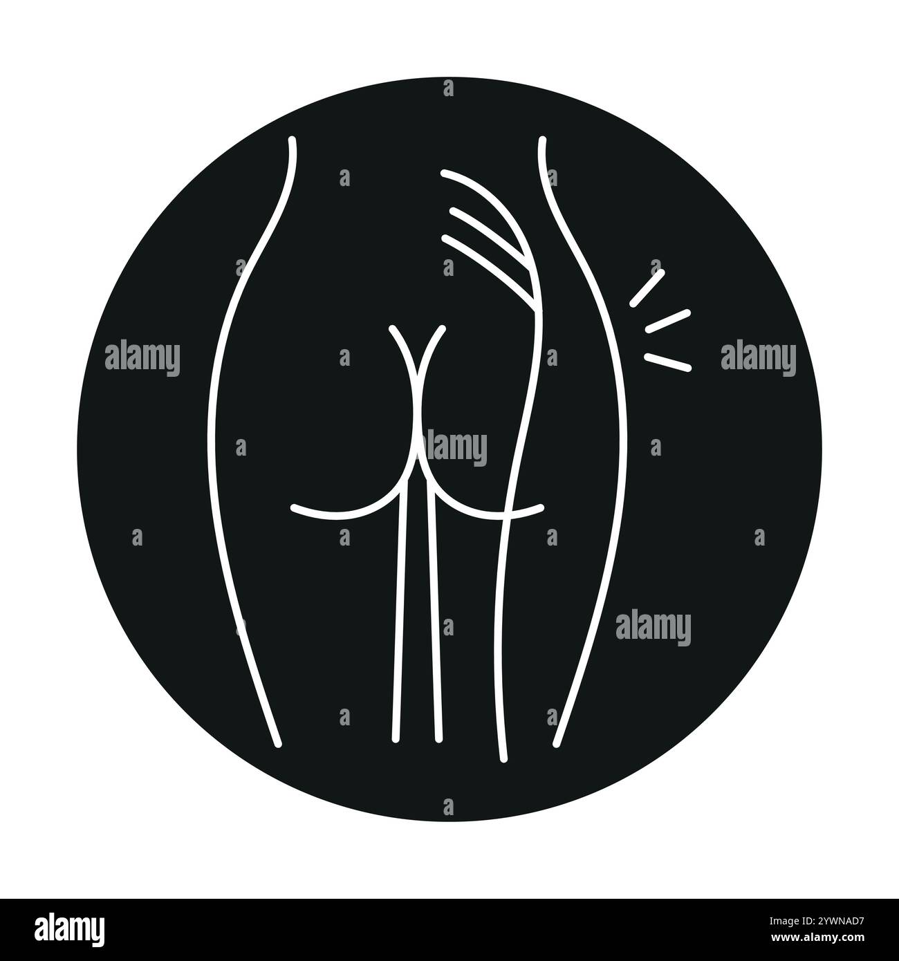 Ischiasfarblinien-Symbol. Erkrankungen der Wirbelsäule. Vertebrologie. Vektorisoliertes Element. Bearbeitbare Kontur. Stock Vektor