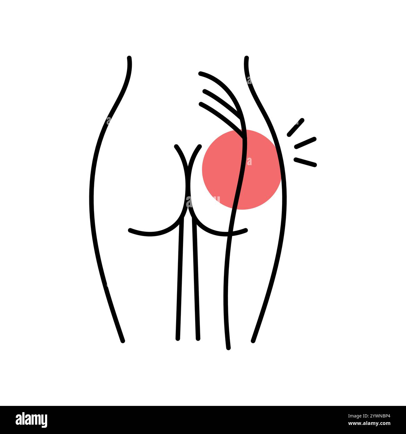 Ischiasfarblinien-Symbol. Erkrankungen der Wirbelsäule. Vertebrologie. Vektorisoliertes Element. Bearbeitbare Kontur. Stock Vektor