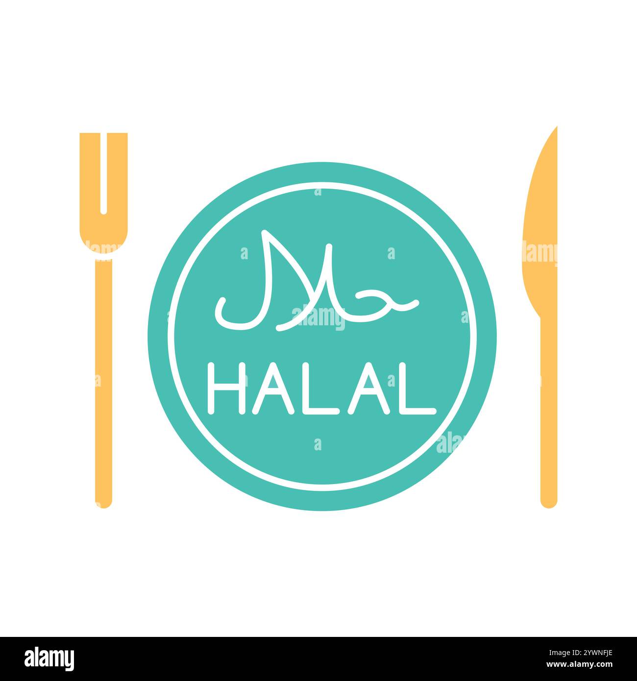 Halal-Farbsymbol. Muslimische Religion. Signieren Sie für Webseite, mobile App, Schaltfläche, Logo. Schaltfläche Vektorisoliert. Bearbeitbare Kontur. Stock Vektor