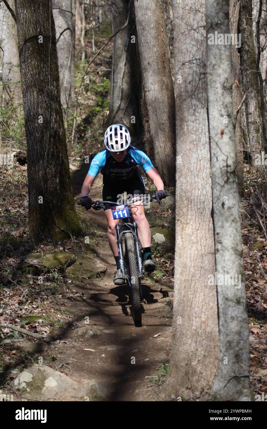 Tennessee National Mountain Bike Festival 2024 im Windrock Bike Park in Oliver Springs, Tennessee, USA. Stockfoto