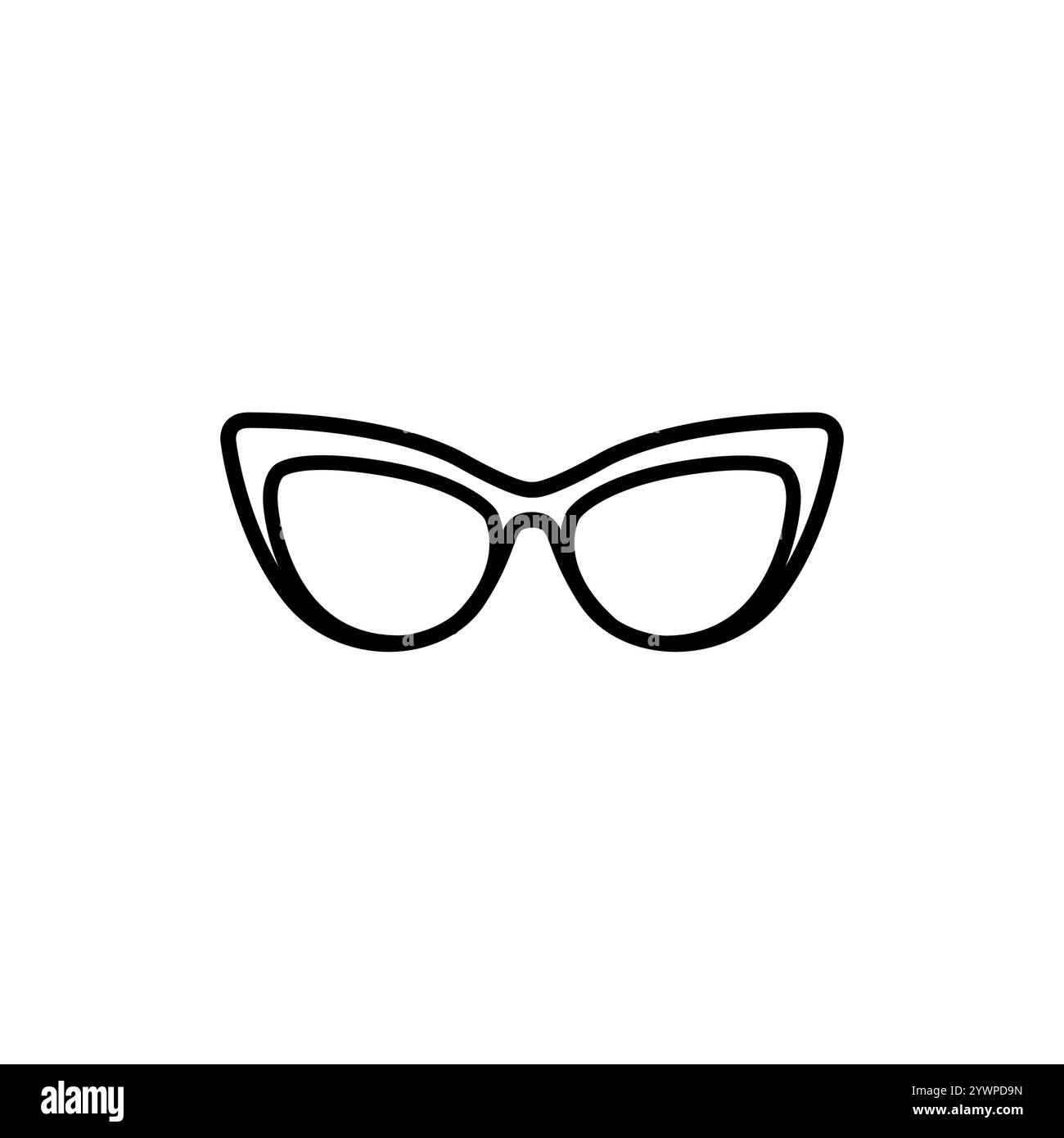 Sonnenbrille mit Katzenaugen, Symbol mit schwarzer Linie. Sommerkleidung. Vektorisoliertes Element. Stock Vektor