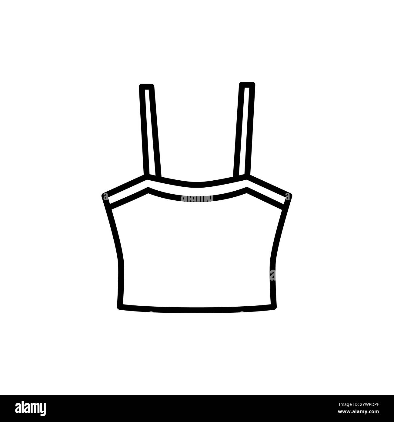 Сrop Symbol der oberen schwarzen Linie. Sommerkleidung. Vektorisoliertes Element. Stock Vektor