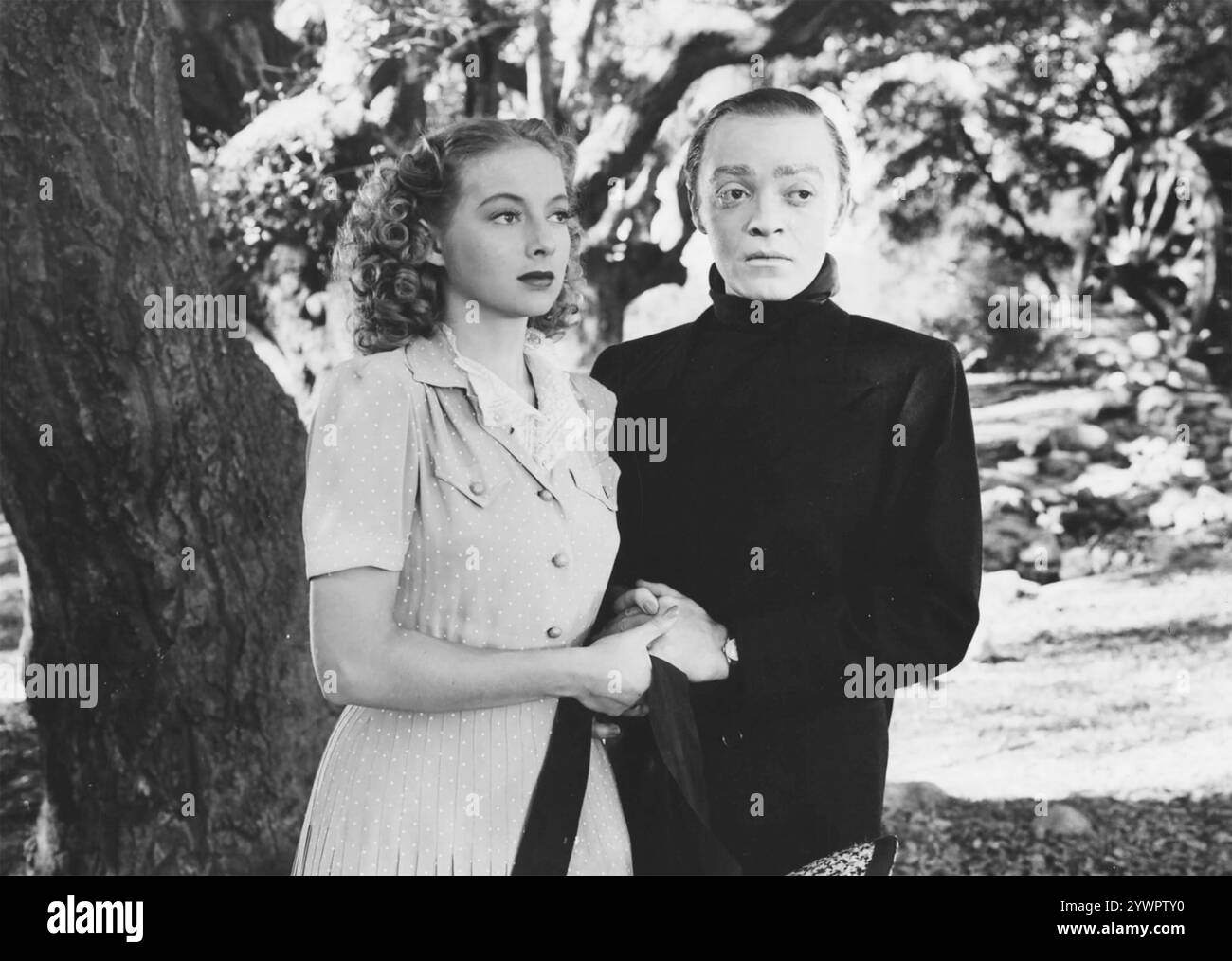 DAS GESICHT HINTER DER MASKE 1941 Columbia Pictures Film mit Peter Lorre als ungarischer Einwanderer Janos Szabo und Evelyn Keyes als die blinde Helen Williams Stockfoto