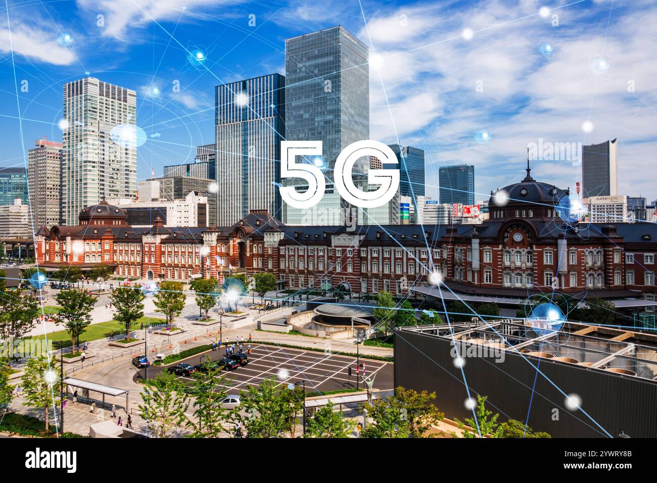 5G-Mobilfunksysteme der 5. Generation und Tokio Stockfoto