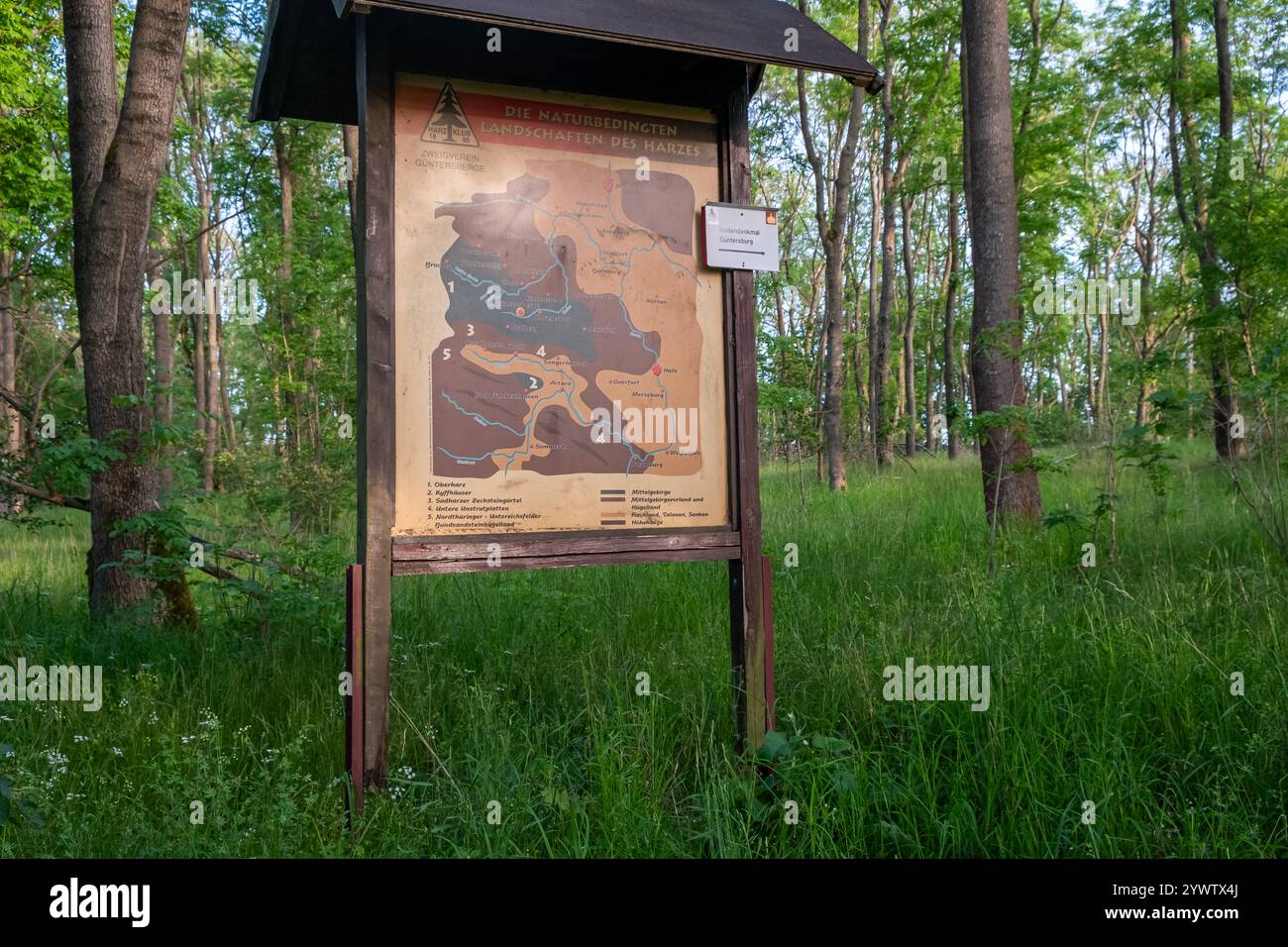 Rundwanderweg Güntersberge Selketal Naturlehrpfad Stockfoto