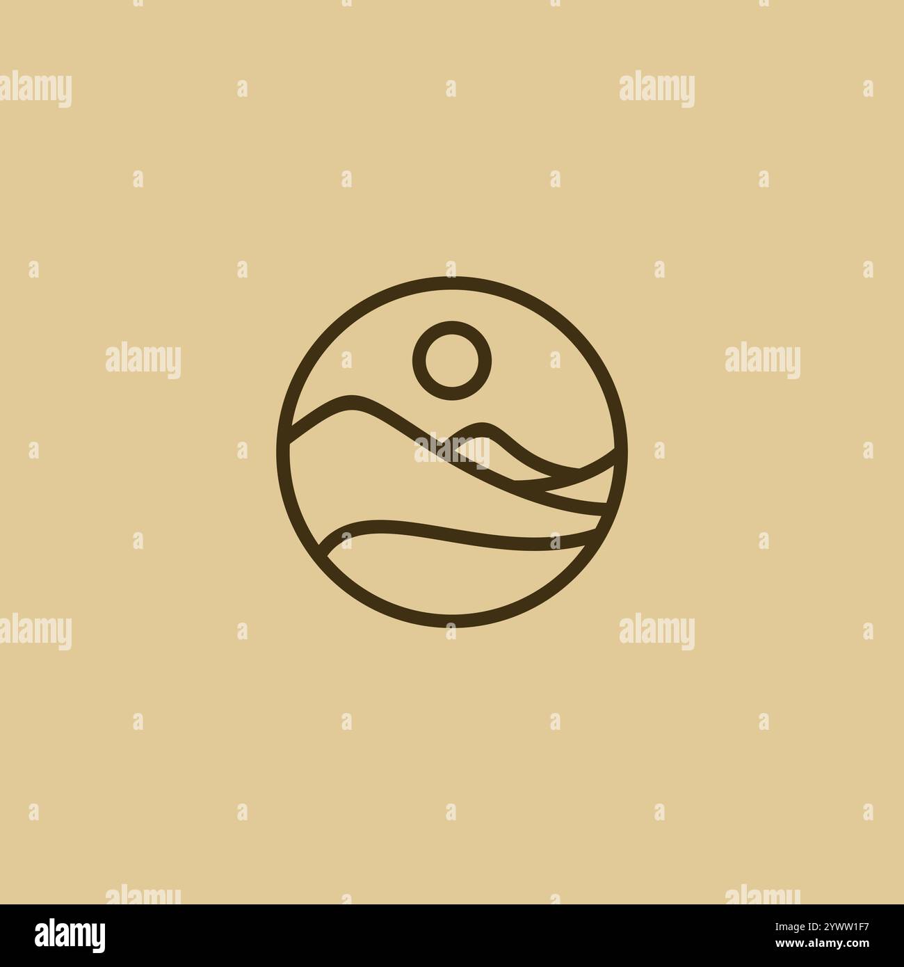 Mountain- und Mond-Line-Logo Stock Vektor