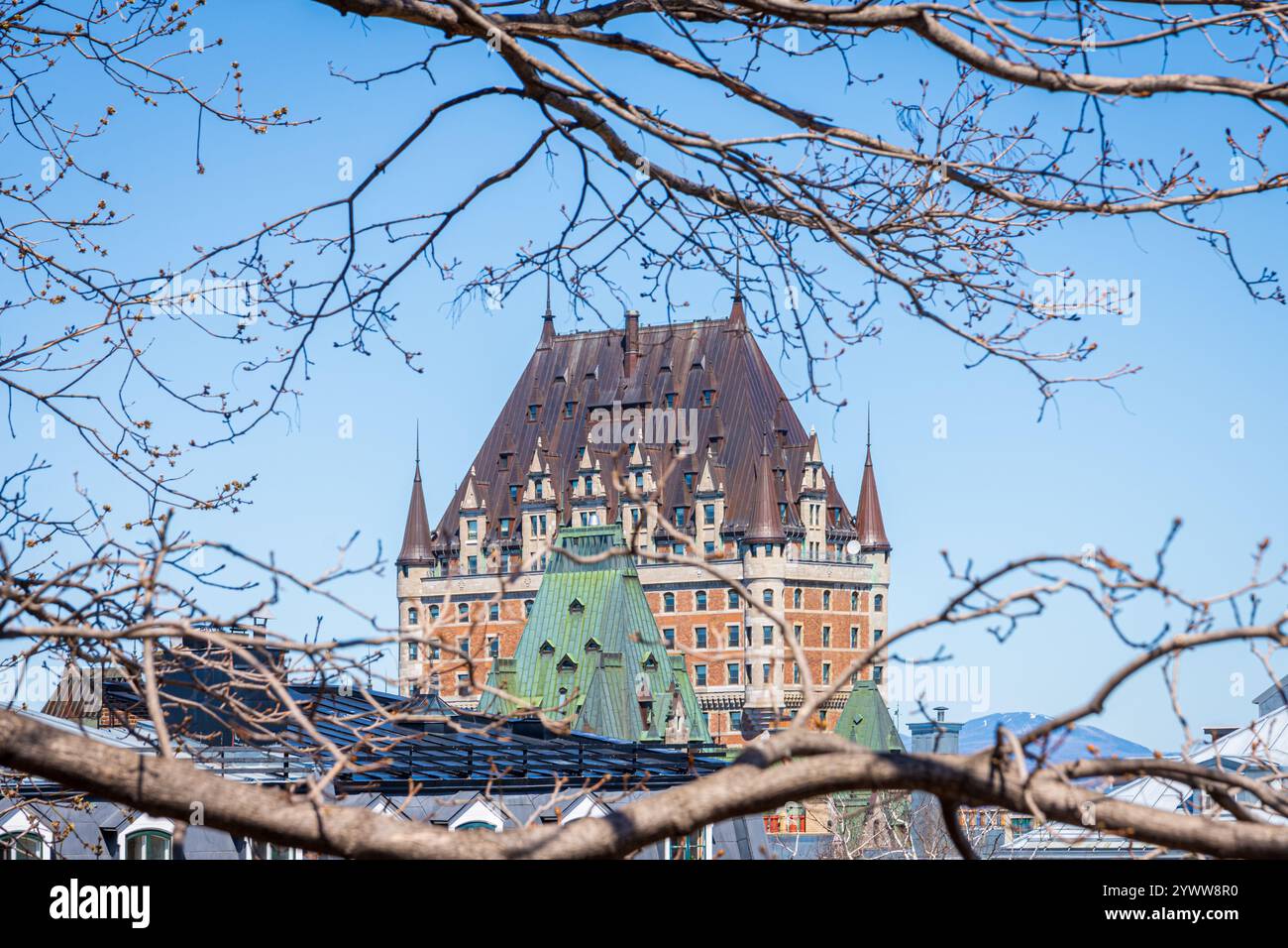 Die architektonische Pracht von Château Frontenac, Québec, Kanada Stockfoto
