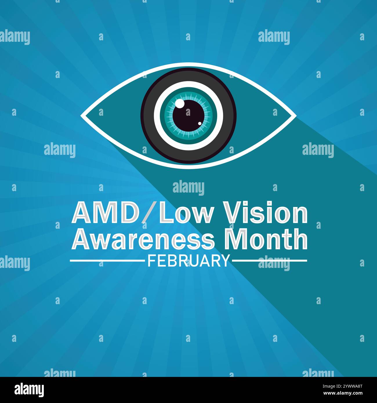 AMD Low Vision Awareness Monat. Februar. Urlaubskonzept. Vorlage für Hintergrund, Banner, Karte, Poster mit Textbeschriftung. Vektorabbildung Stock Vektor