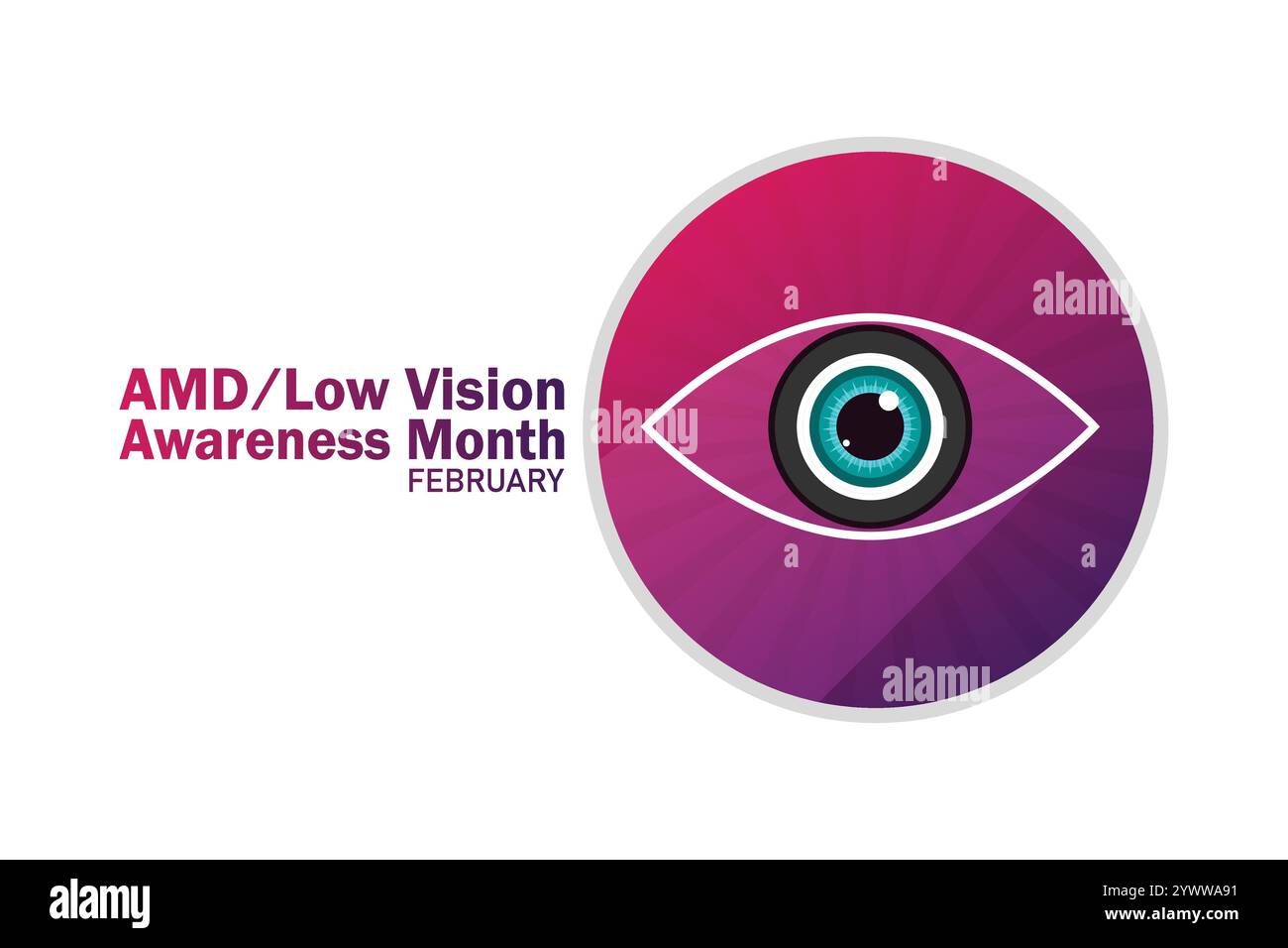 AMD Hintergrundbild für den Monat mit Formen und Typografie, Banner, Karte, Poster, Vorlage. AMD Low Vision Awareness Month, moderner Hintergrund Stock Vektor
